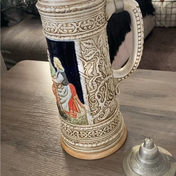 Vintage Ceramic Beer Stein with German Scene - Picture 2 of 5